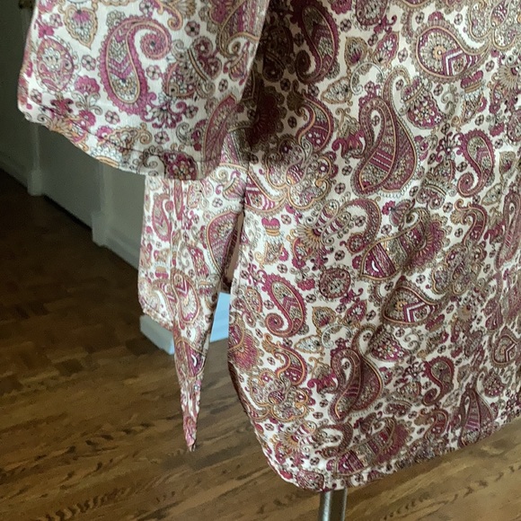 Vintage made in France paisley print Mandarin collar top - Picture 6 of 8